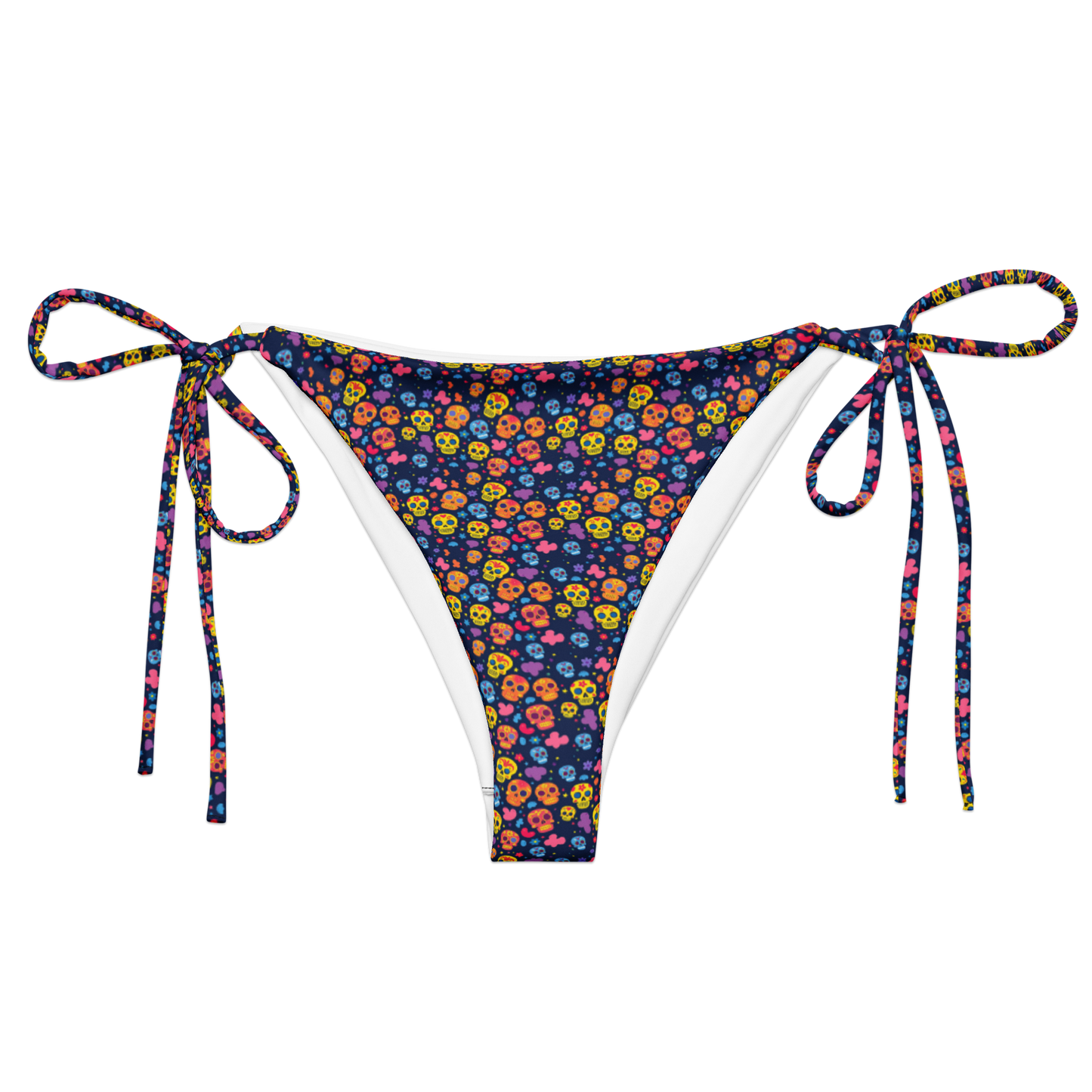 Festive Calavera: Vibrant Skulls String Bikini Bottom