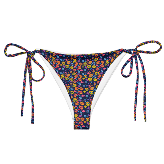 Festive Calavera: Vibrant Skulls String Bikini Bottom