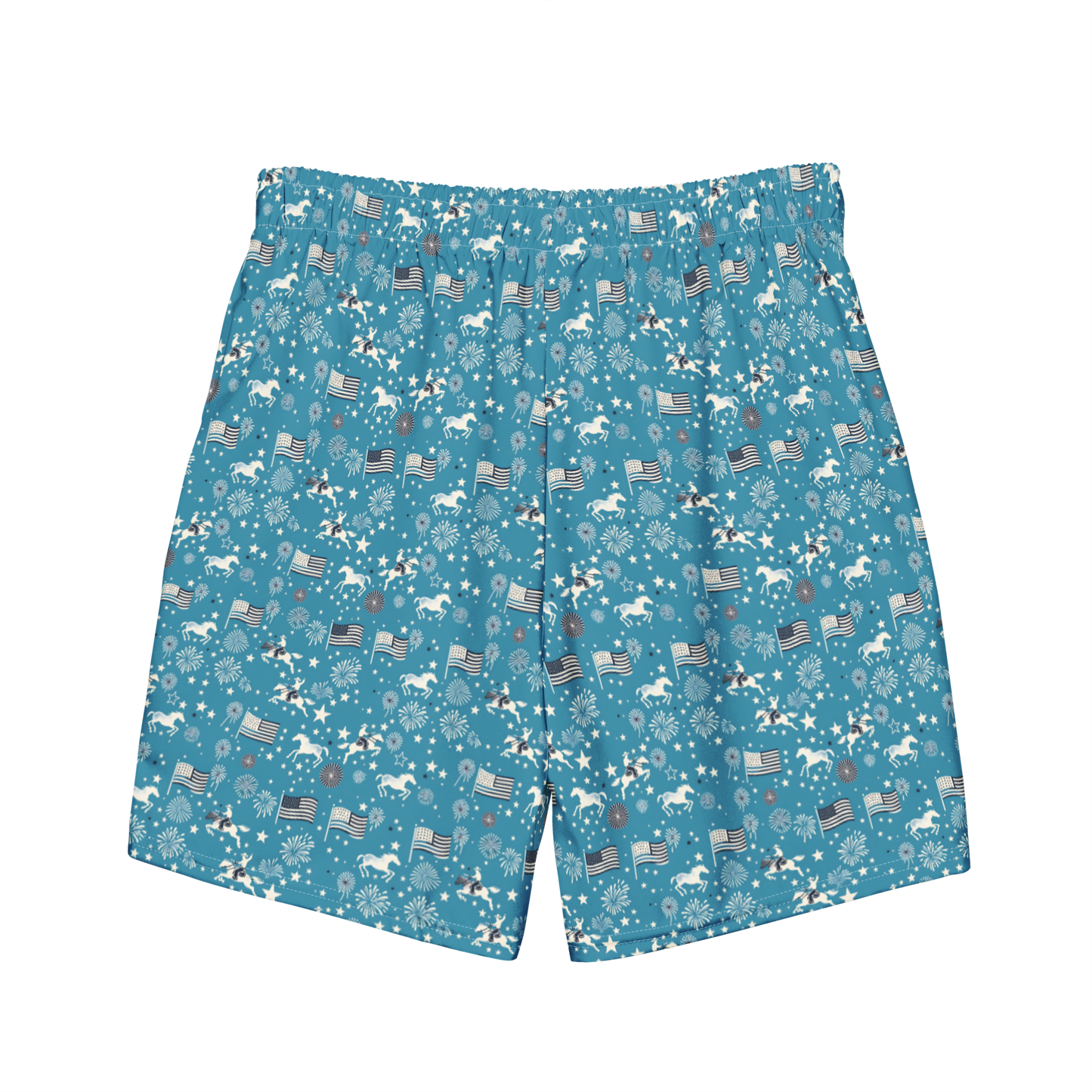 Independence Blues: Fourth of July Cowboy Swim Trunks