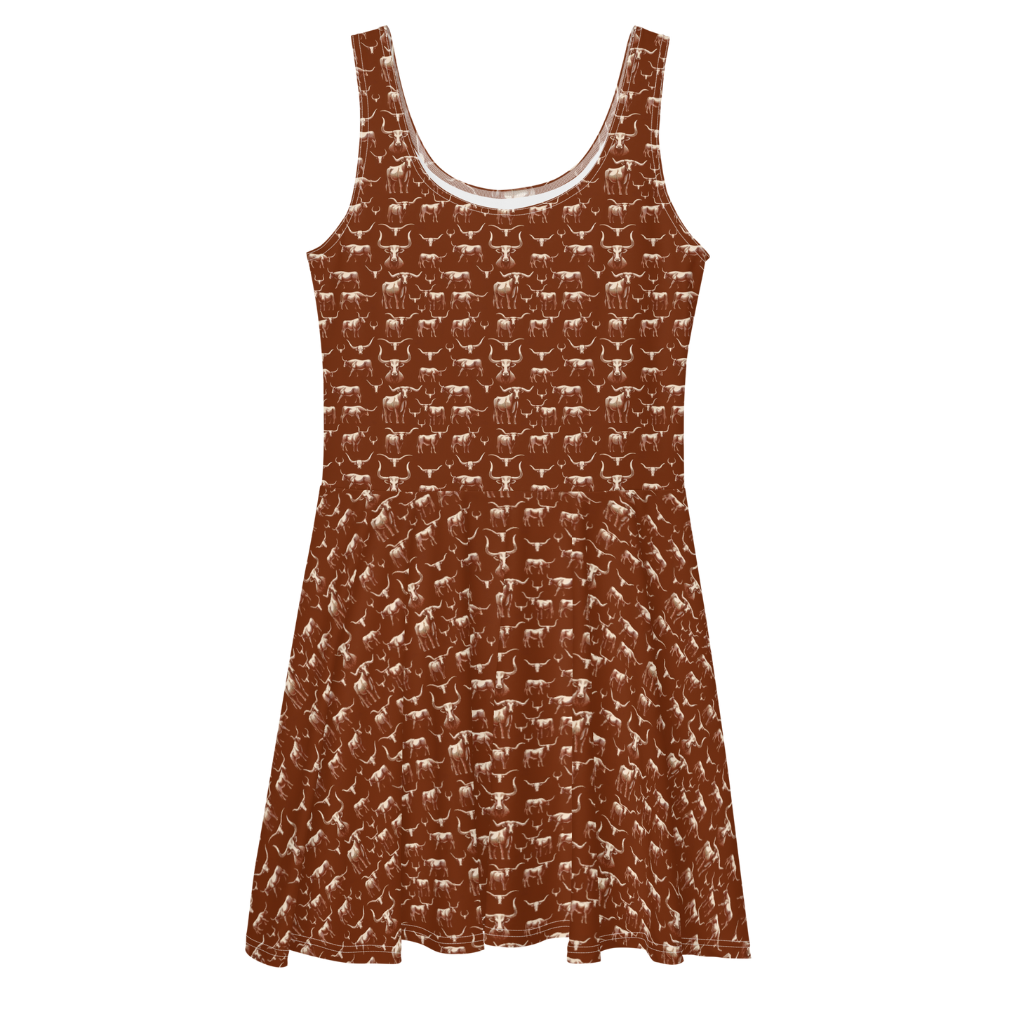 Wild Steer: Fiery Longhorn Sun Dress