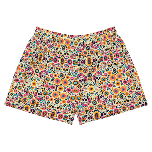 Calavera Dreams: Dia de los Muertos High-Waisted Women's Athletic Shorts