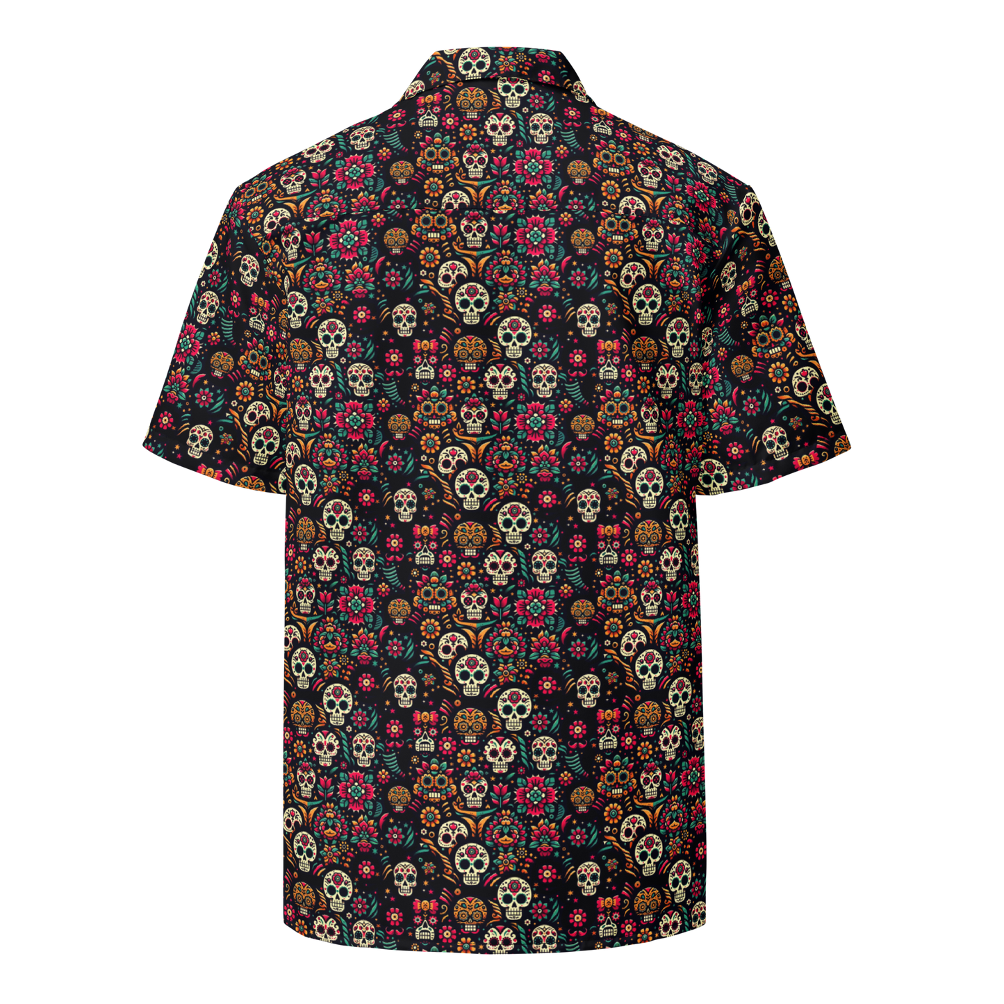 Night Calavera: Dark Skulls Button-Up Shirt