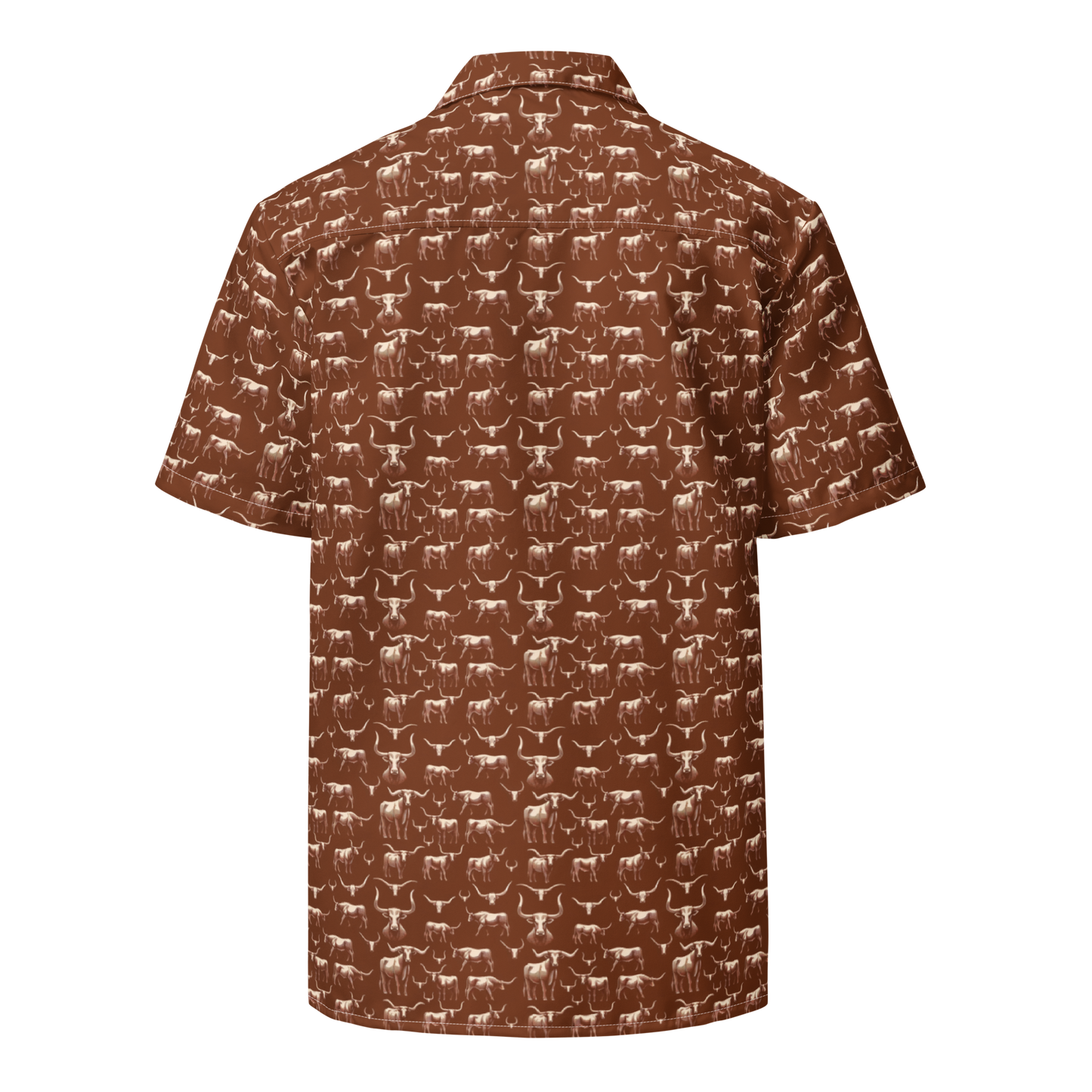 Wild Steer: Fiery Longhorn Button-Up Shirt