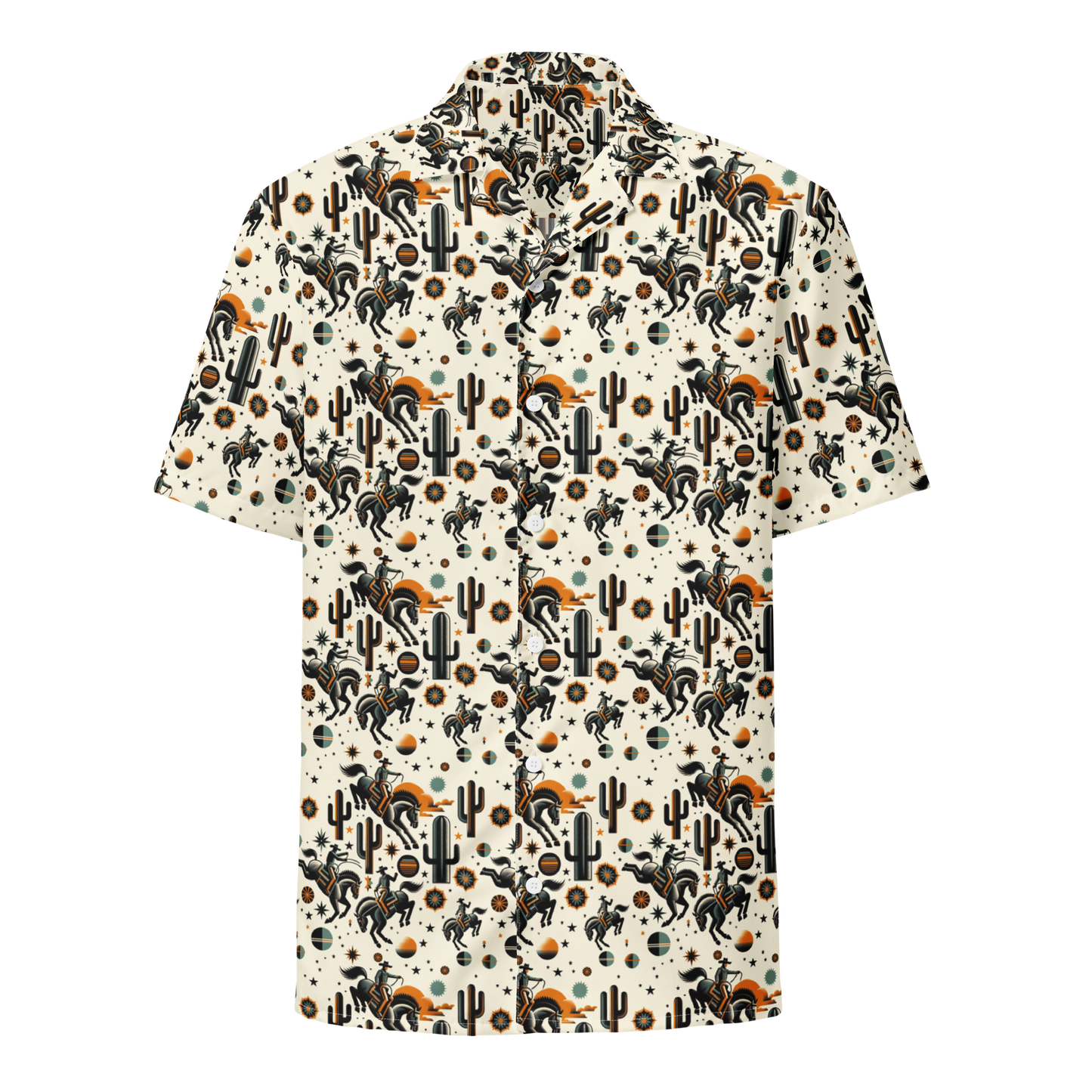 Cosmic Rodeo: Bucking Space Bronco Button-Up Shirt