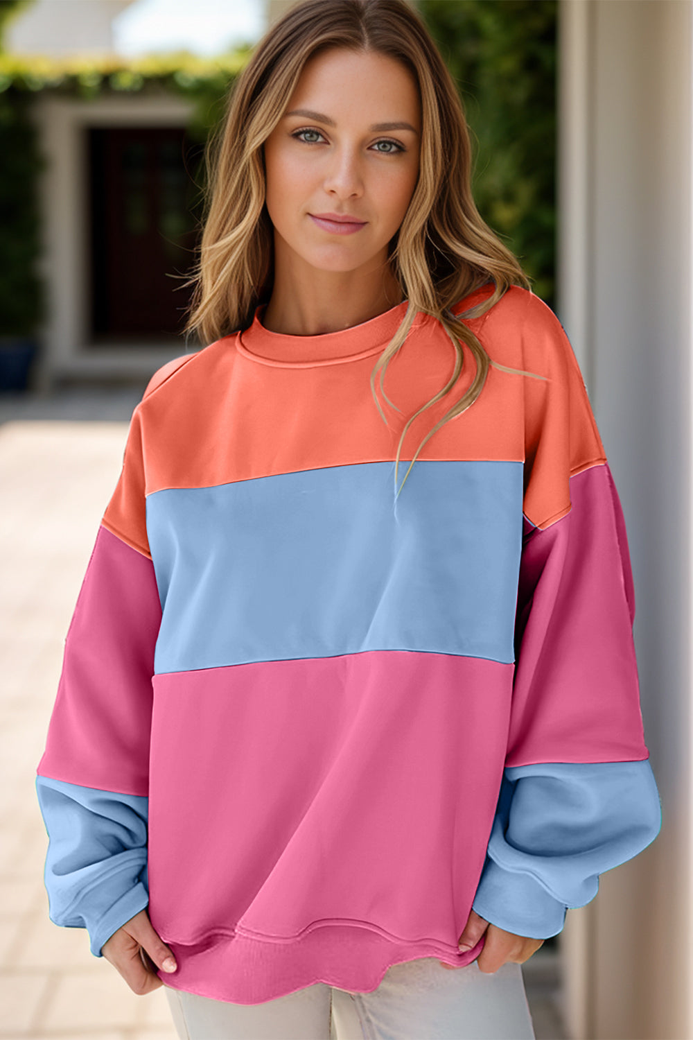 Color Block Long Sleeve Sweatshirt