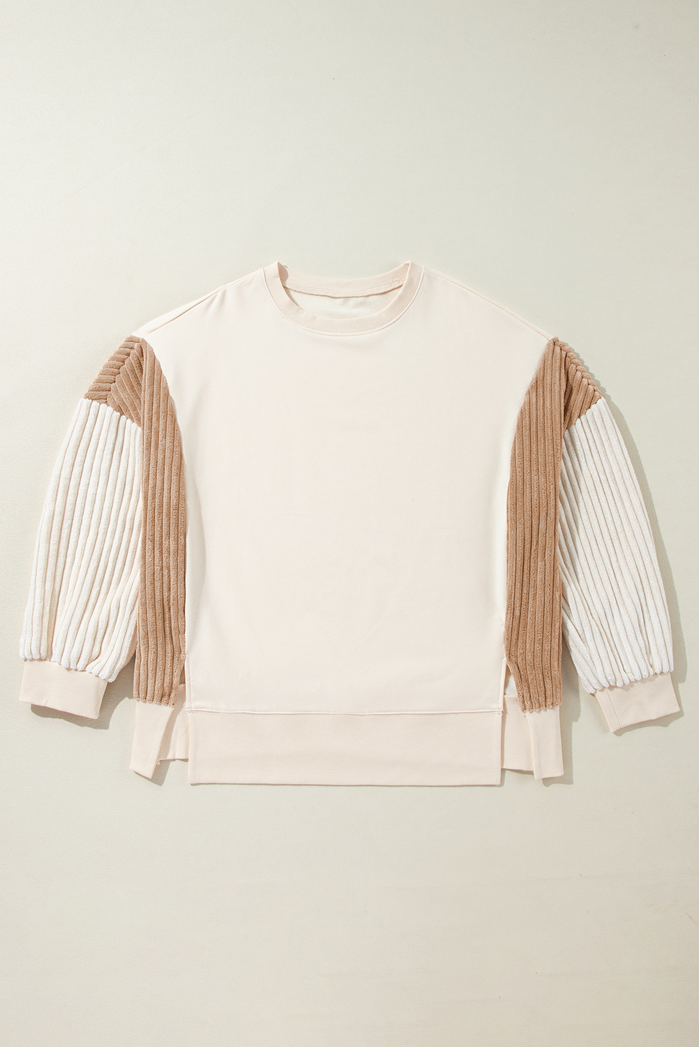 Textured Color Block Long Sleeve Sweatshirt