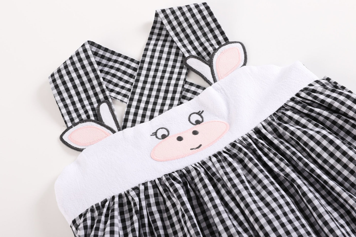 Black Gingham Cute Cow Pocket Sundress