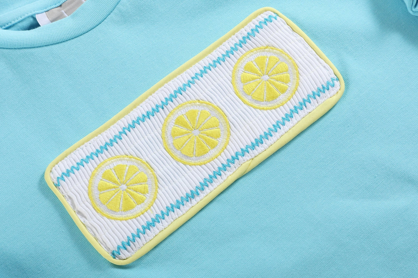 Blue Lemon Smocked Tee & Bermuda Shorts