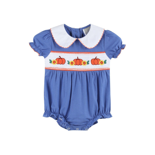 Blue Pumpkin Sunflower Smocked Collared Romper