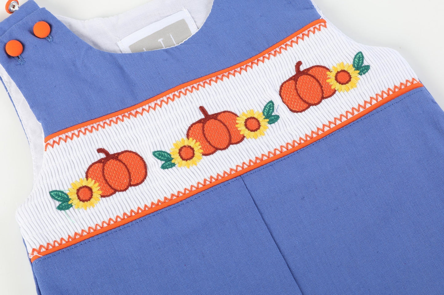 Blue Pumpkin Sunflower Smocked Overalls