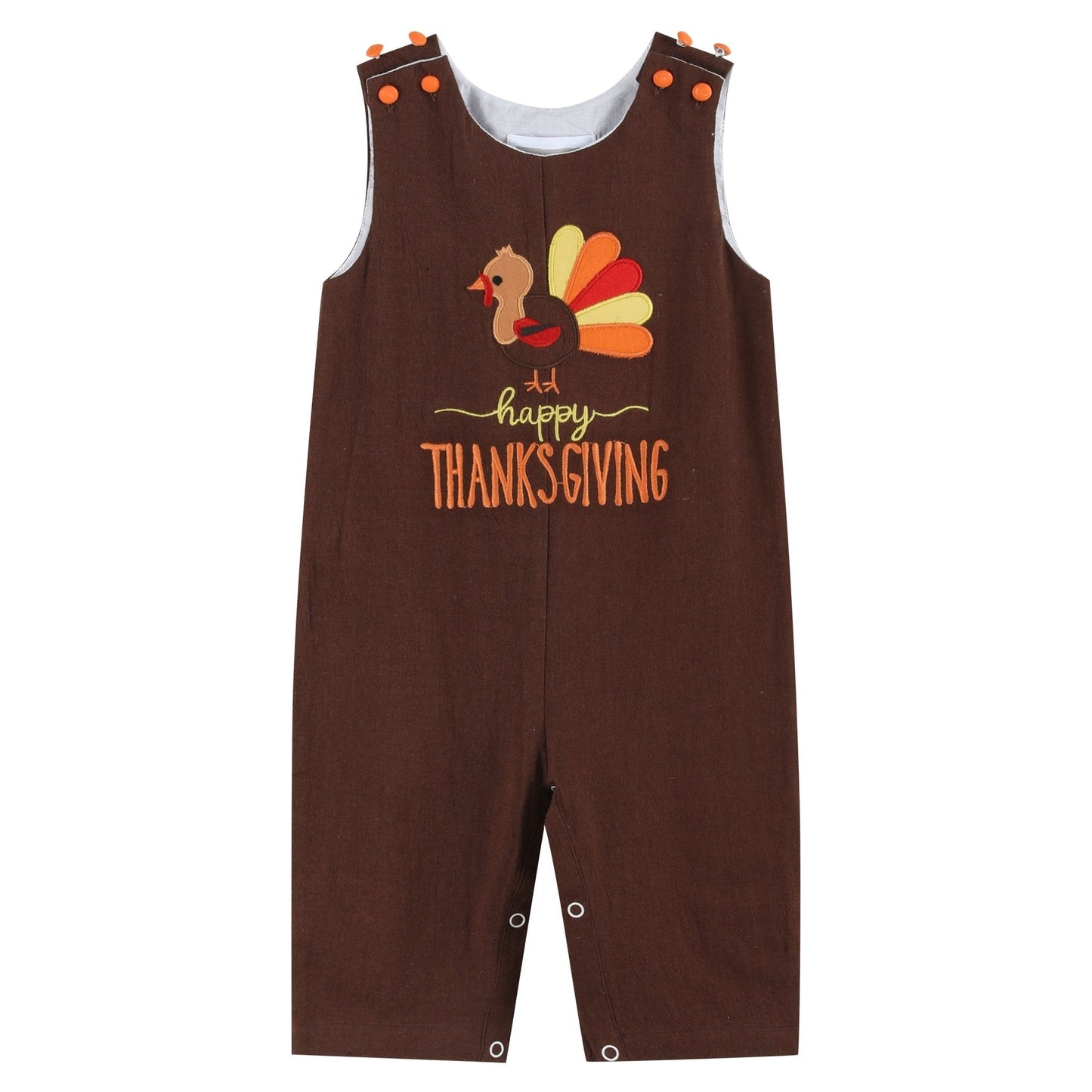 Brown Happy Thanksgiving Turkey Overalls