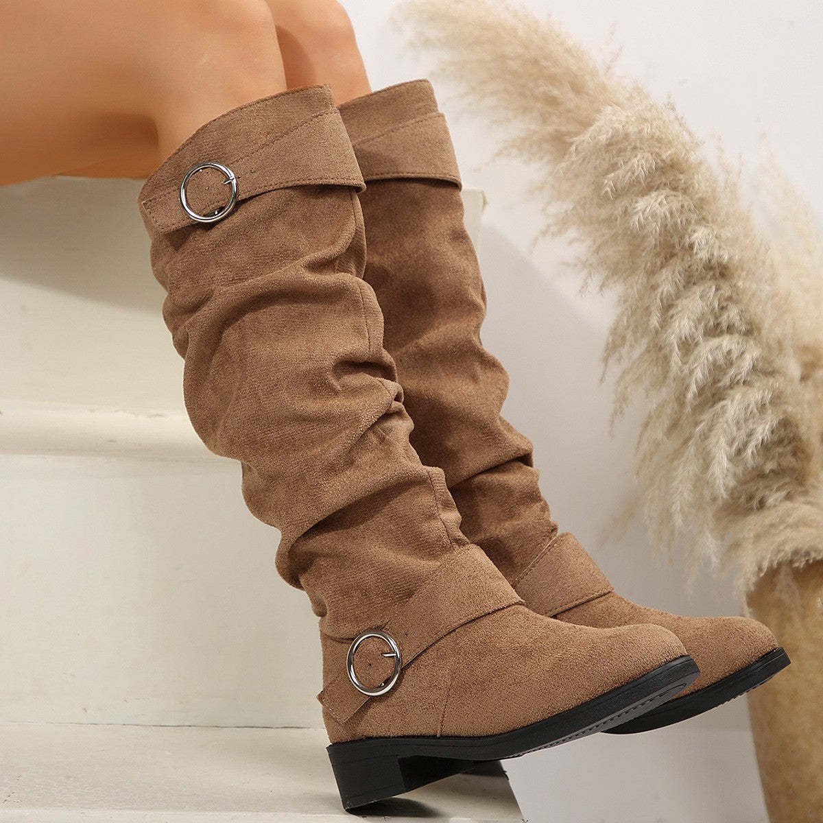 Slouchy Buckle Boots - 3 Colors!