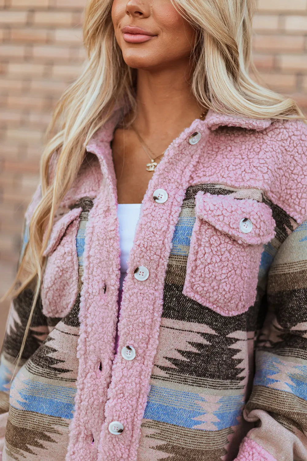 Western Print Fuzzy Jacket