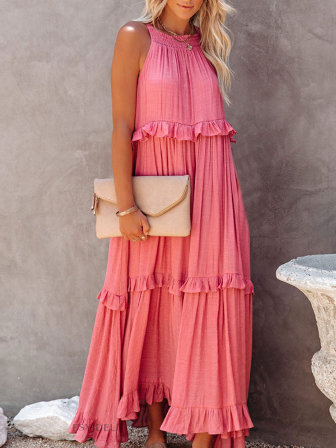 Rochelle Ruffled Maxi Dress with Pockets