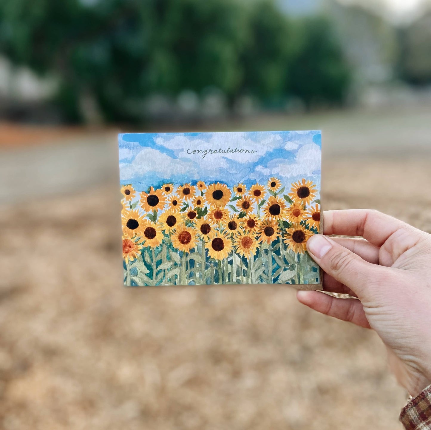 Congratulations Sunflower Field 90's Greeting Card