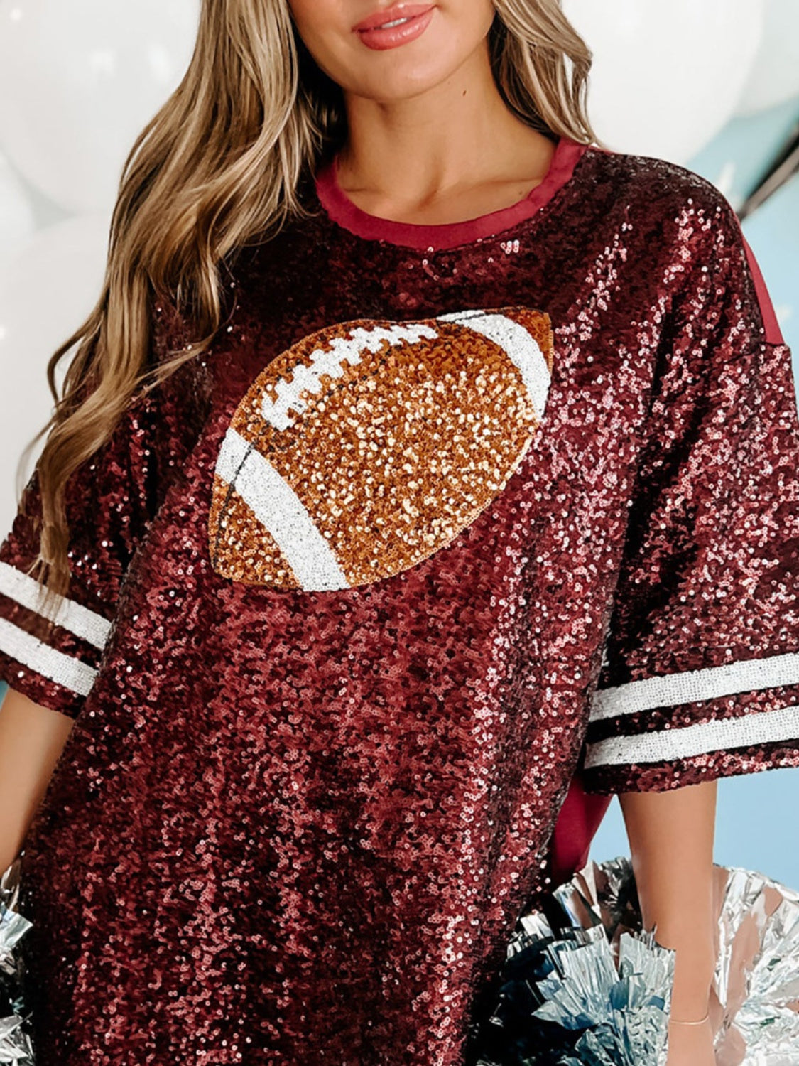 SparkleQueen Sequin Football Oversize Top