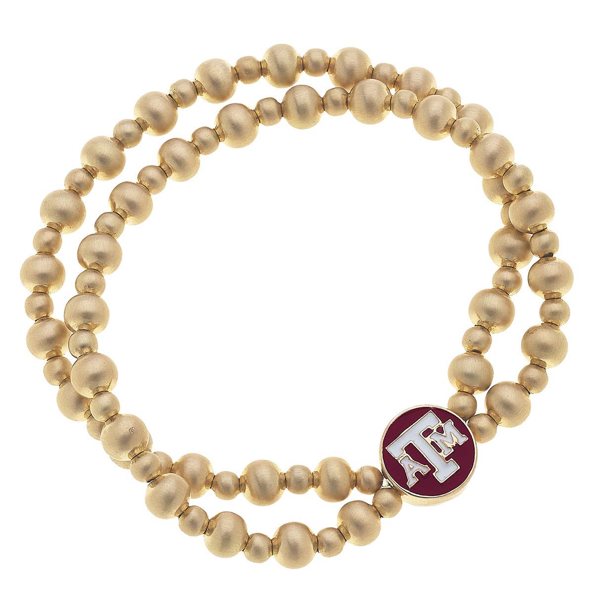 Texas A&M Aggies 2-Row Ball Bead Stretch Bracelet