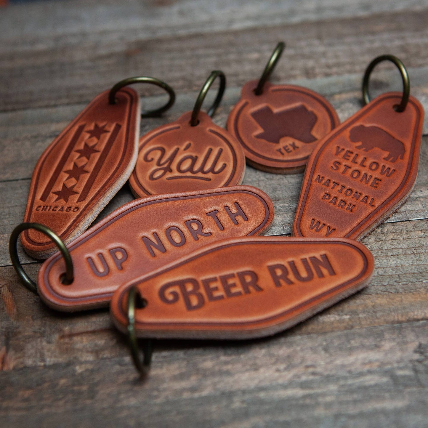 Texas Silhouette Leather Keychain Motel Style