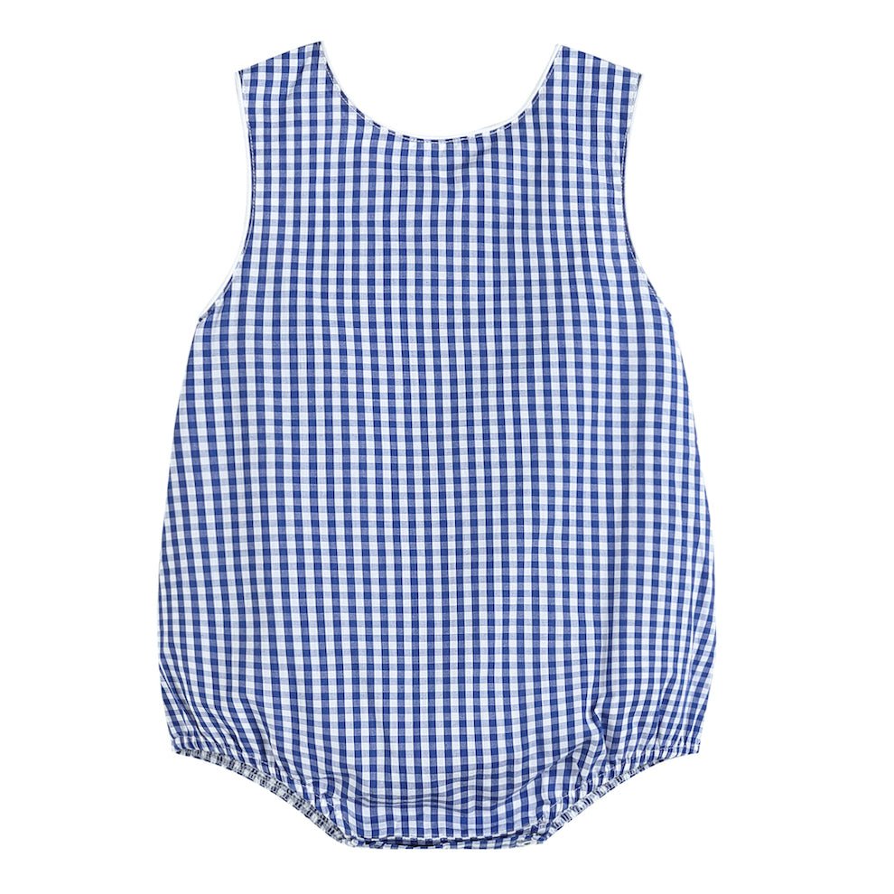 Classic Dark Blue Gingham Bubble Romper