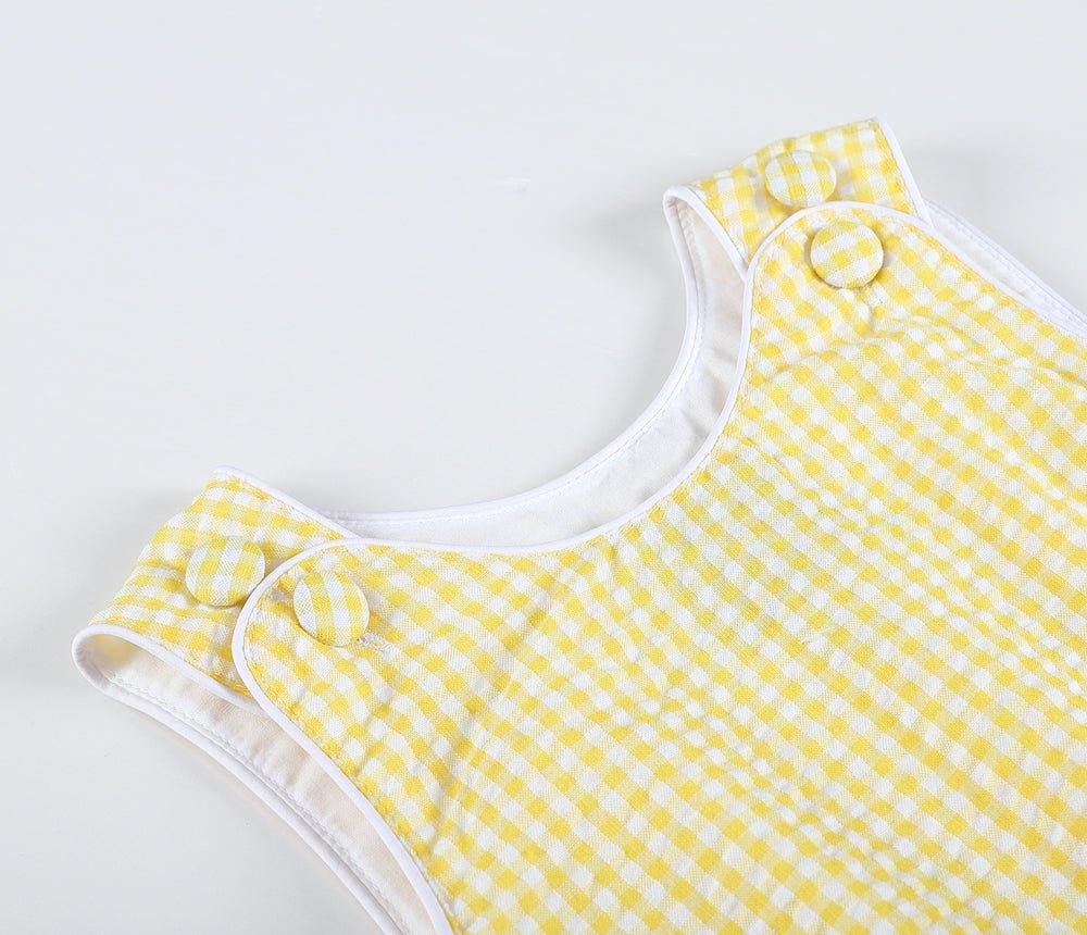 Classic Yellow Gingham Bubble Romper