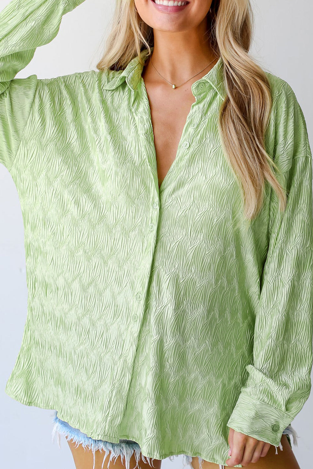 Lime green button down shirt