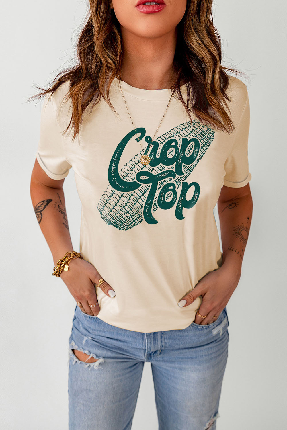 Crop Top Corn Graphic Tee