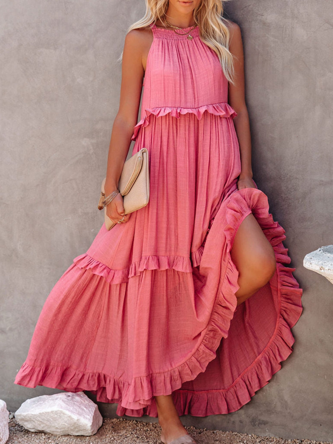 Rochelle Ruffled Maxi Dress with Pockets