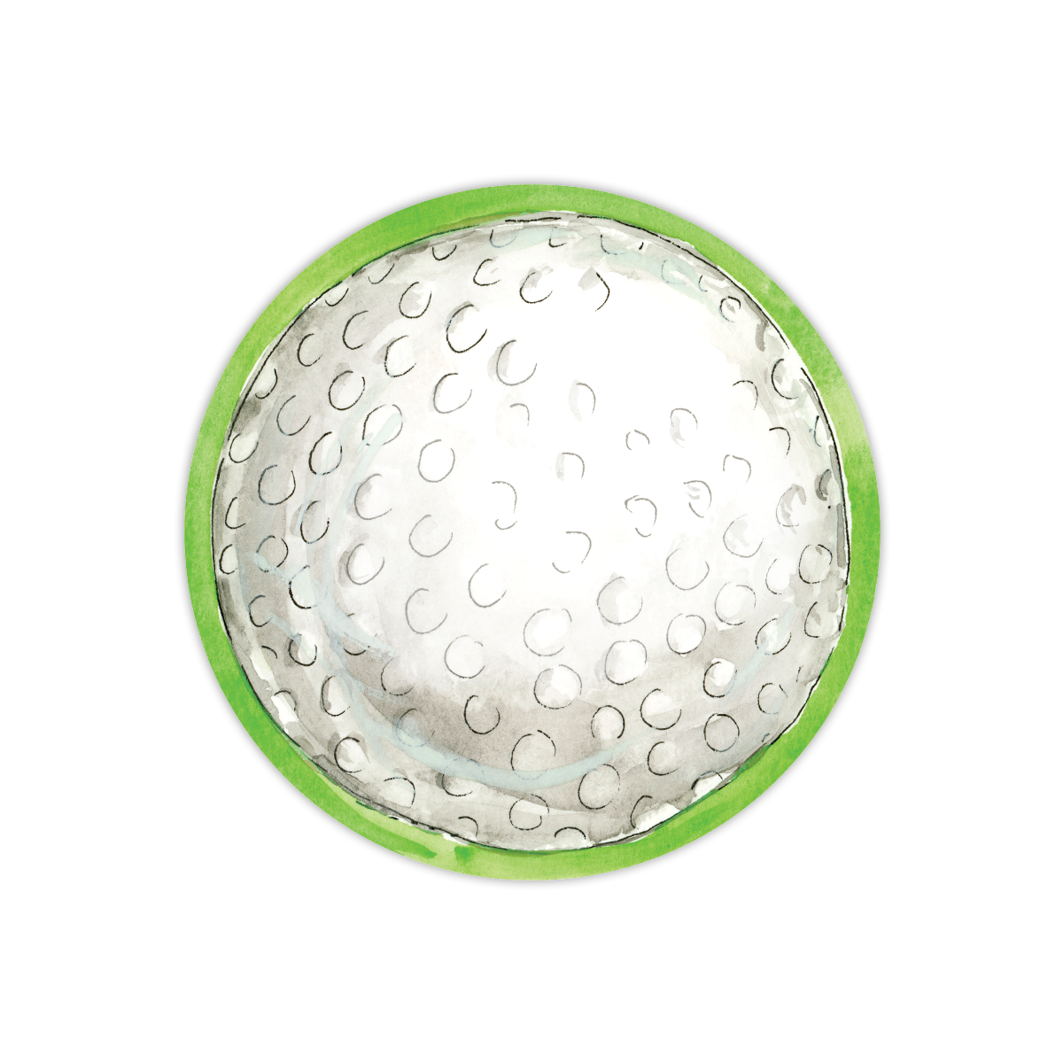 Handpainted Golf Ball w Green Border Die-Cut Accent