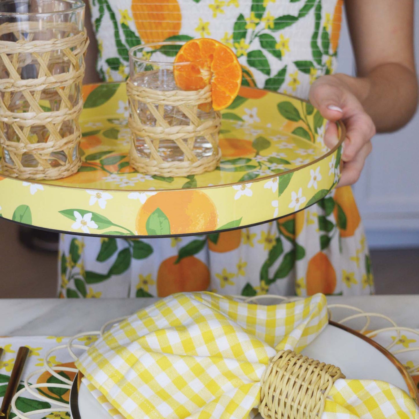 Orange Grove Round Tray