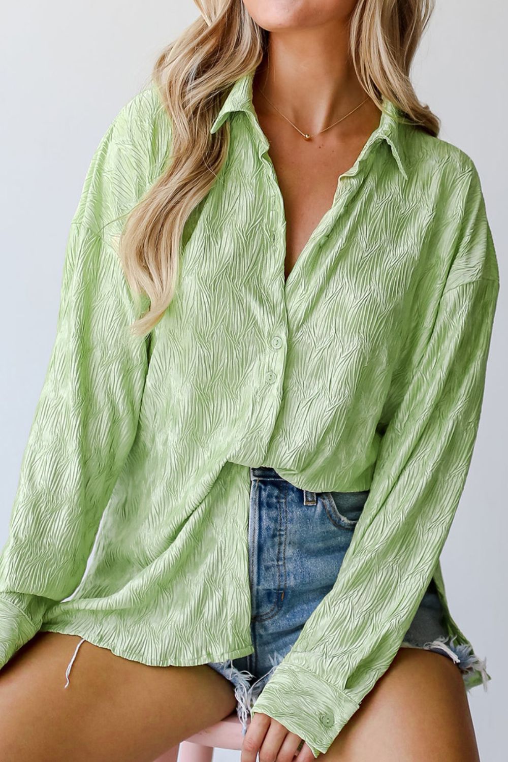 Lime green button down shirt