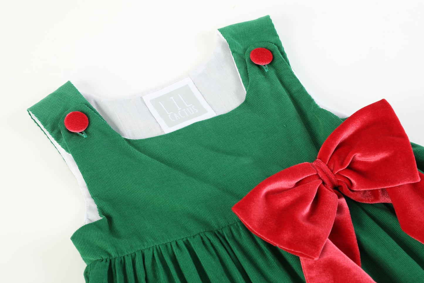 Green Corduroy Christmas Applique Dress