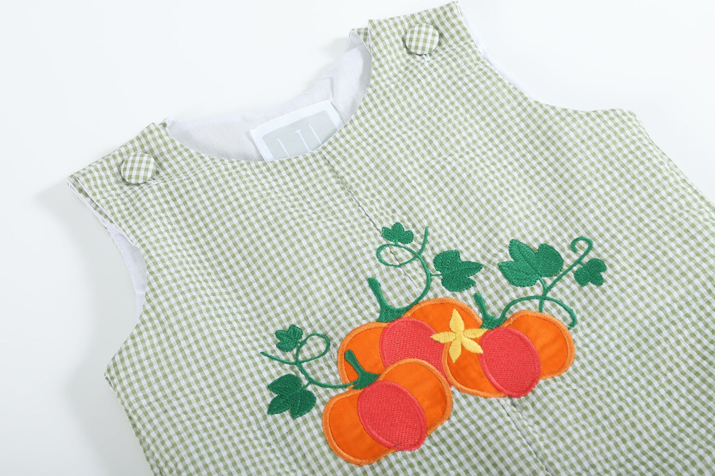 Green Gingham Pumpkin Overalls