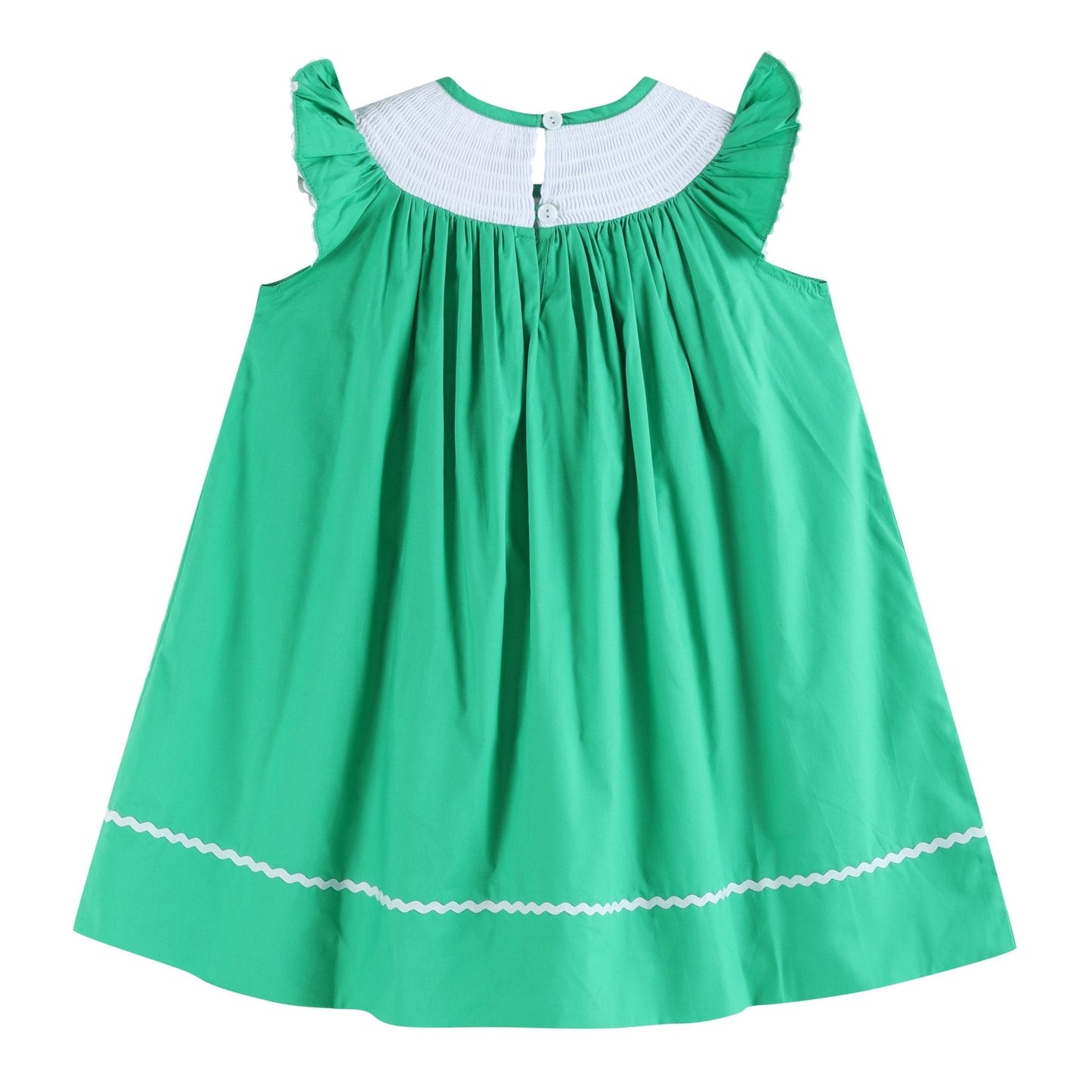 Green St. Patrick's Day Shamrock Smocked Bishop Dress