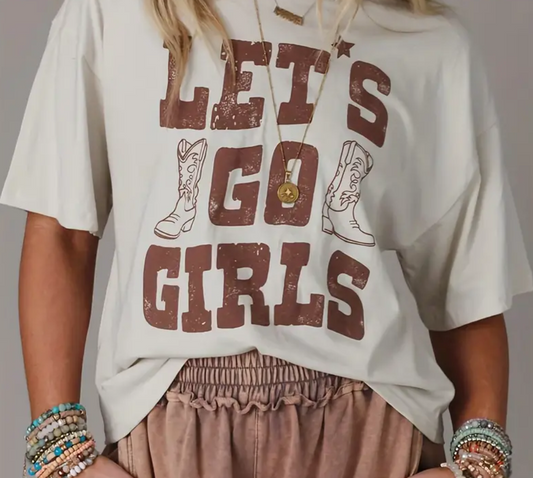 Lets Go Girls T-Shirt - Beige - M & L left!