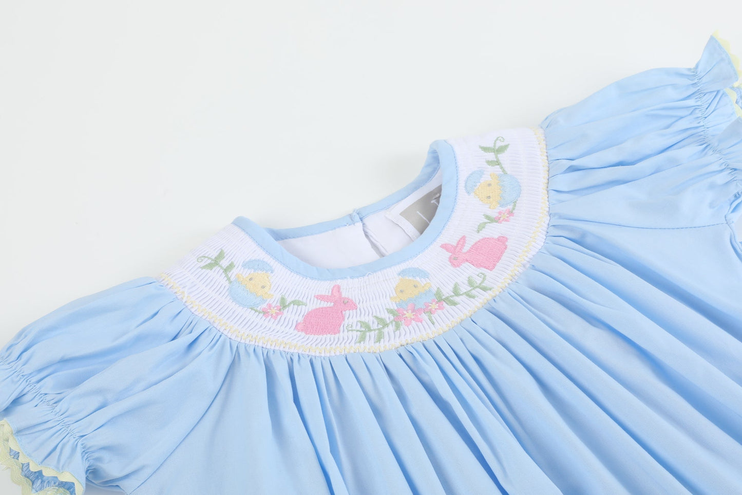 Light Blue Easter Smocked Bishop Dress