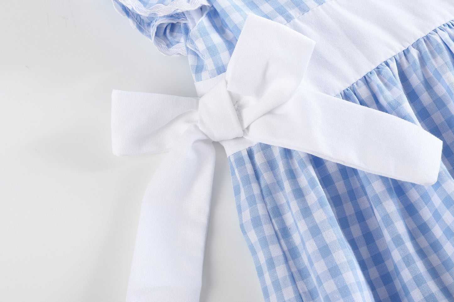 Light Blue Gingham A-Line Dress