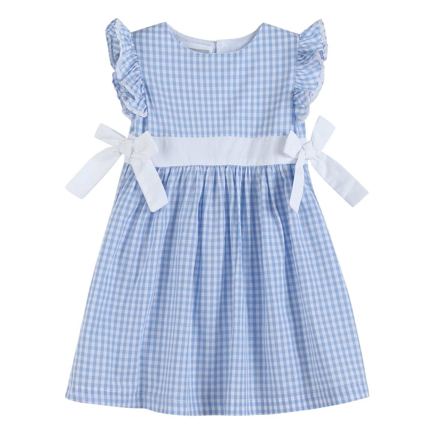 Light Blue Gingham A-Line Dress