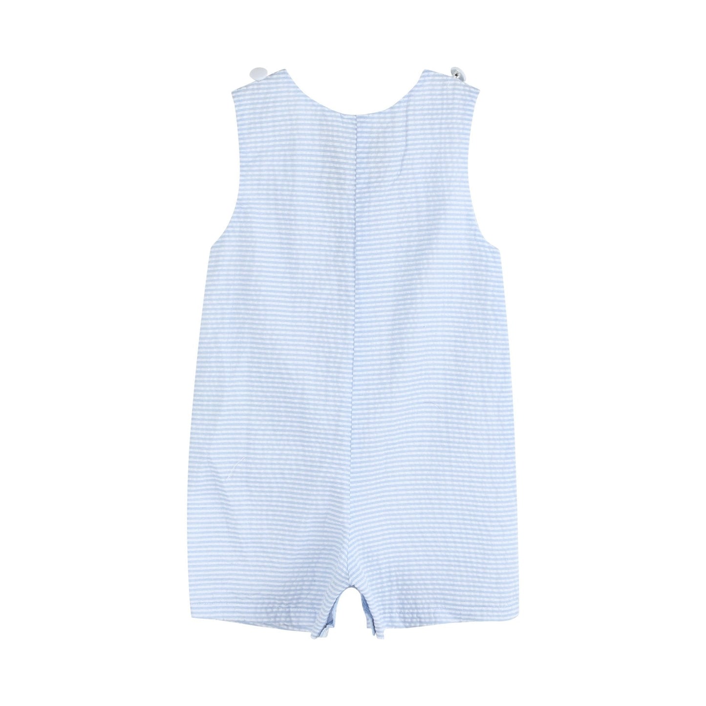 Light Blue Striped Pom Pom Bunny Shortalls