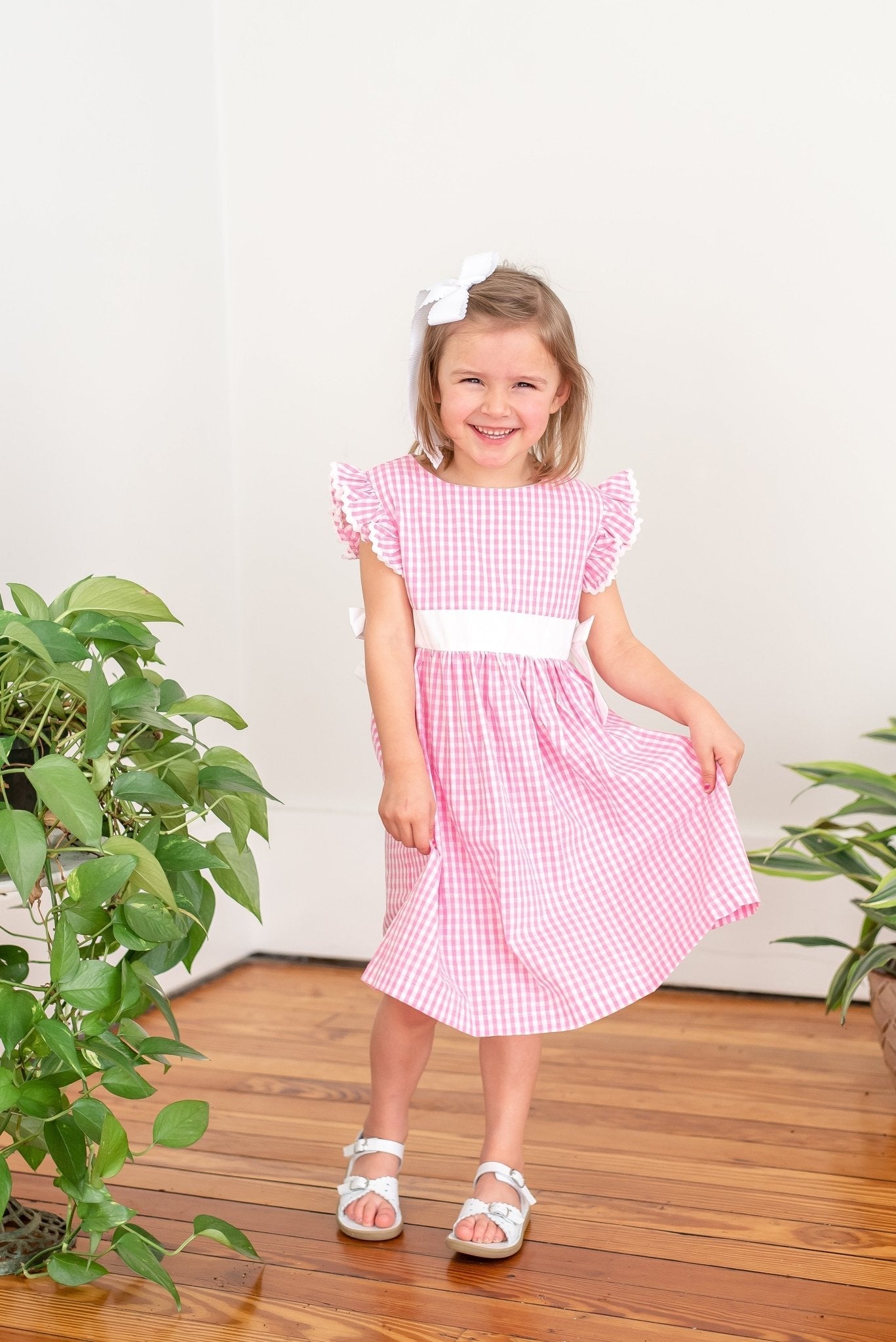 Light Pink Gingham A-Line Dress