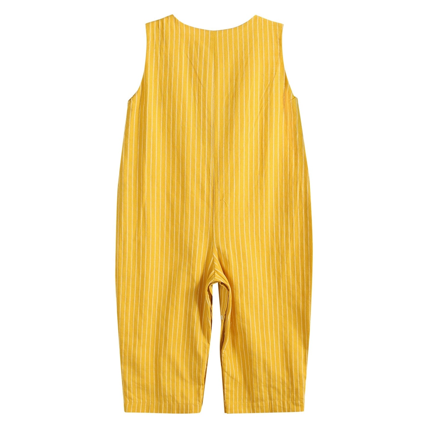 Mustard Pinstripe Smocked Pumpkin Overalls