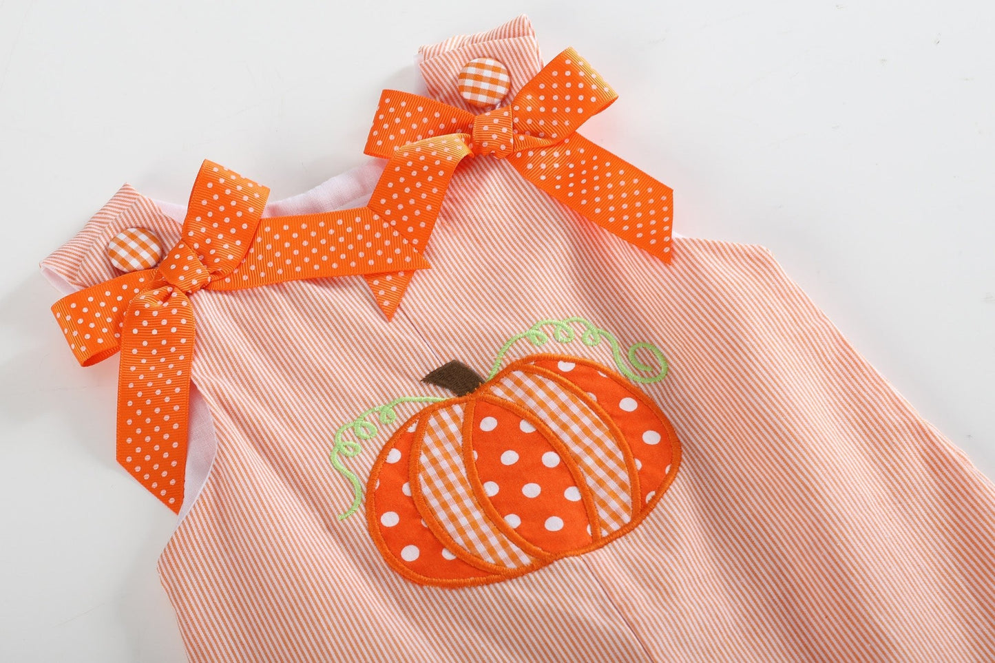 Orange Pinstripe Pumpkin and Bows Playsuit