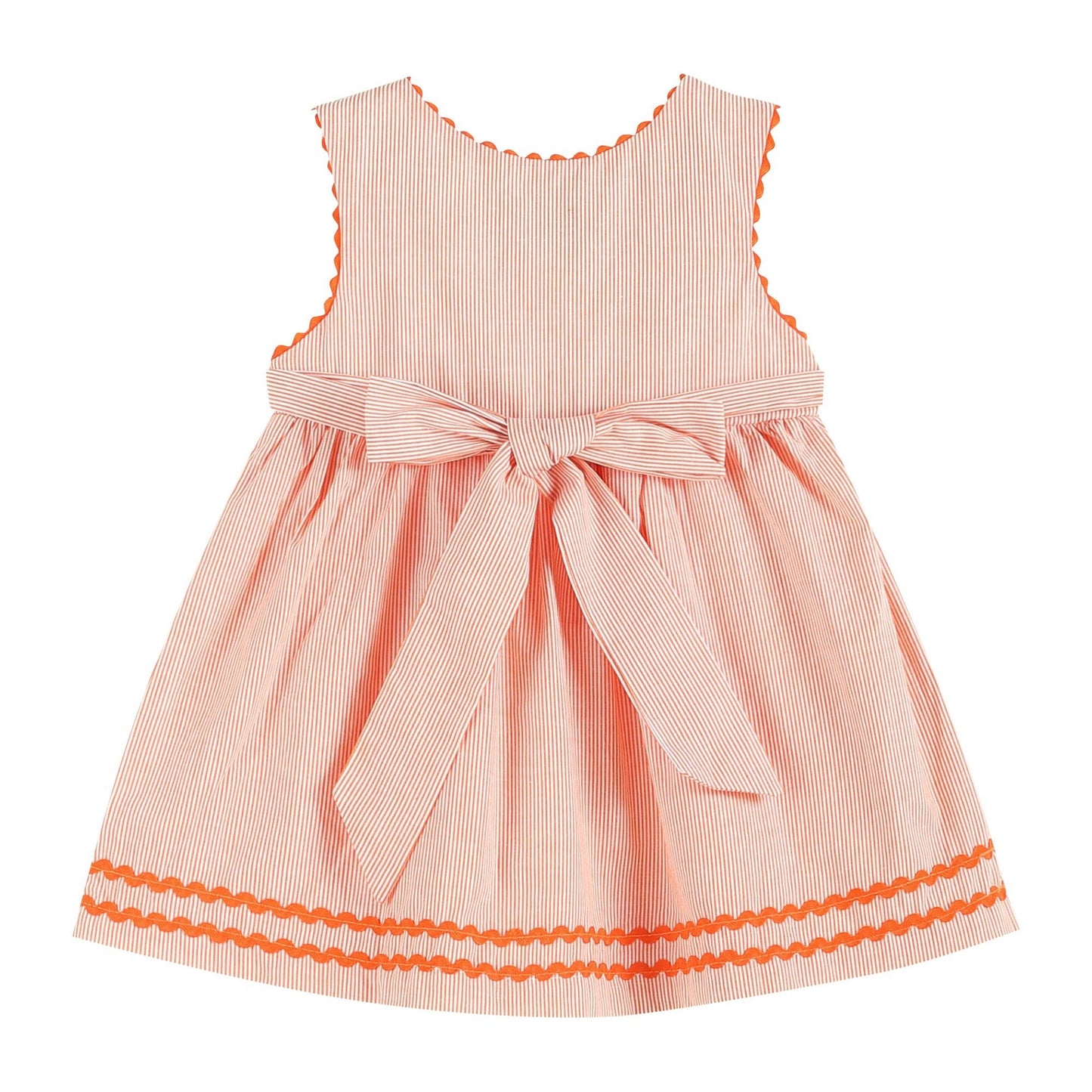 Orange Pinstripe Pumpkin Embroidered A-Line Dress