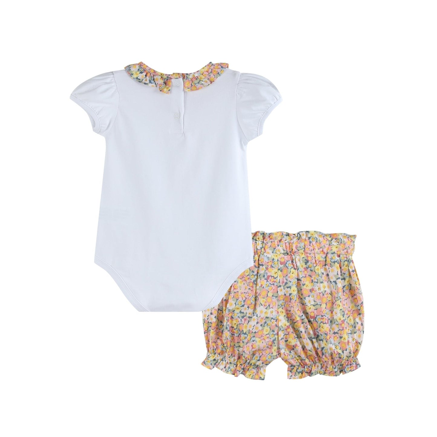 Peach Floral Print Bloomer and Shirt 2pc. Set