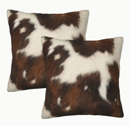 Cowhide Print Pillows - Set of 2