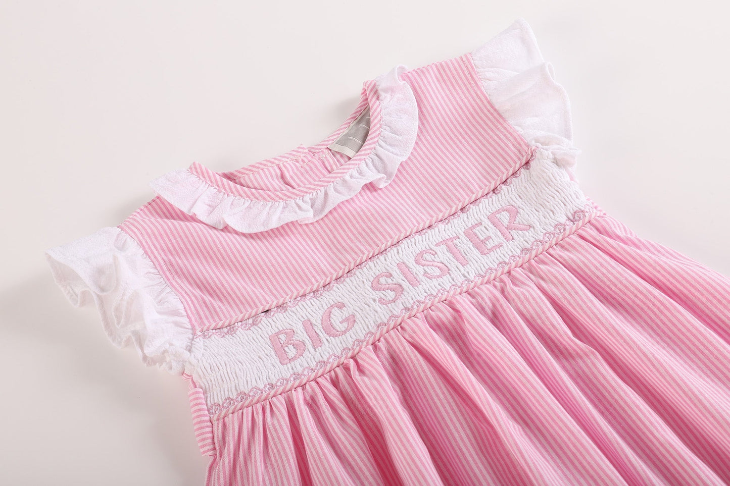 Pink Striped Big Sister Smocked Dress