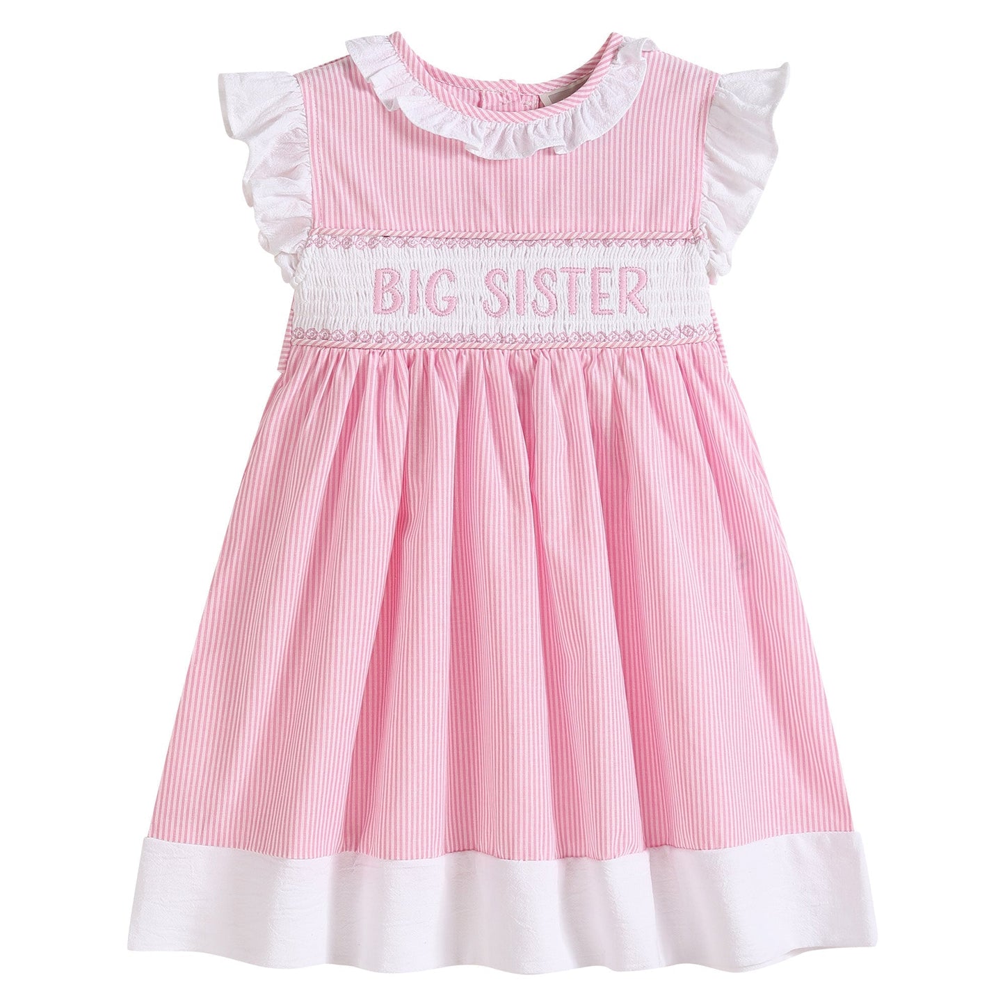 Pink Striped Big Sister Smocked Dress