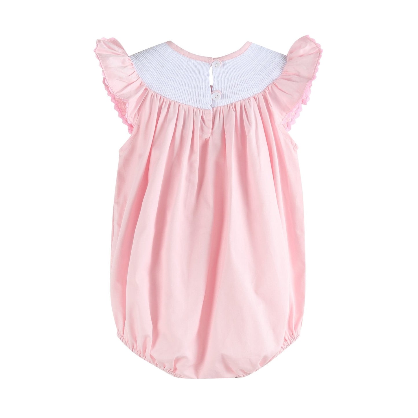 Pretty Pink Easter Bunny Smocked Flutter Romper