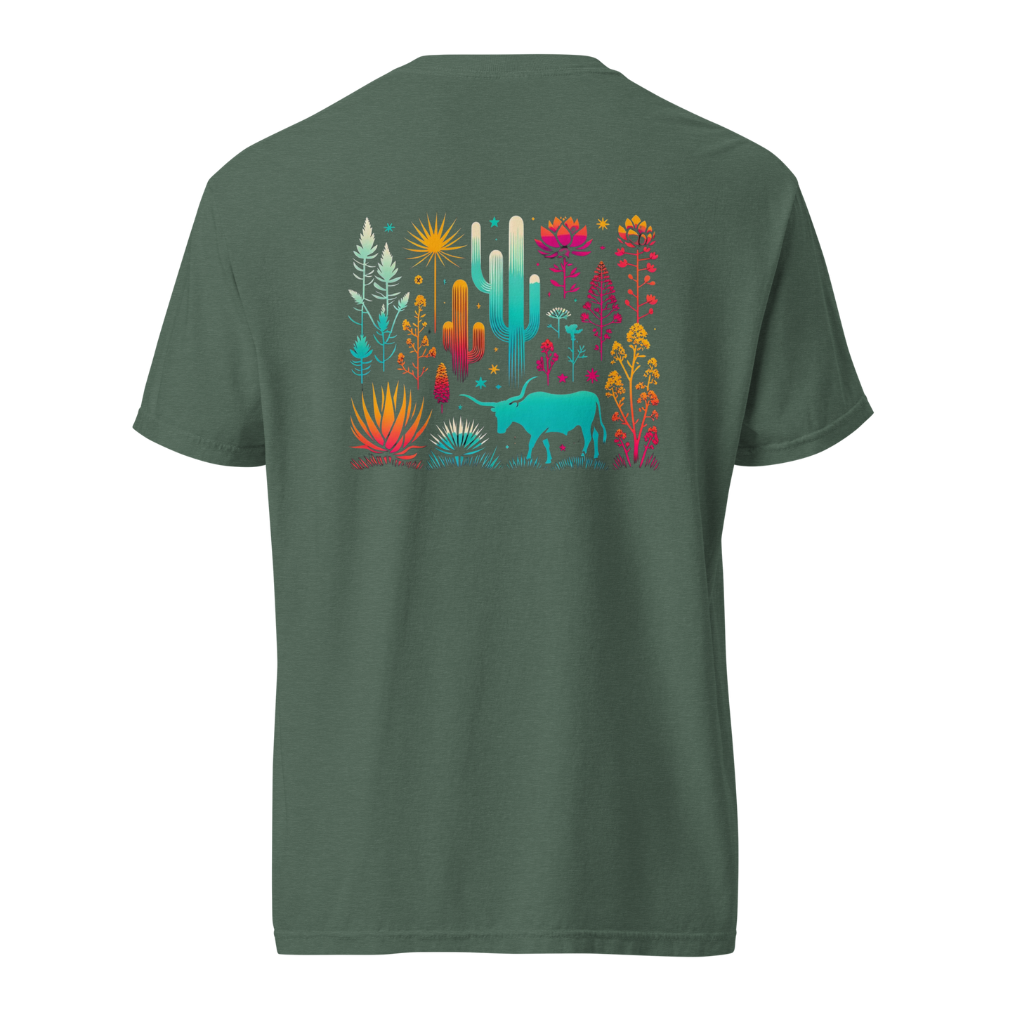 Vibrant Steer Cacti Graphic Tee