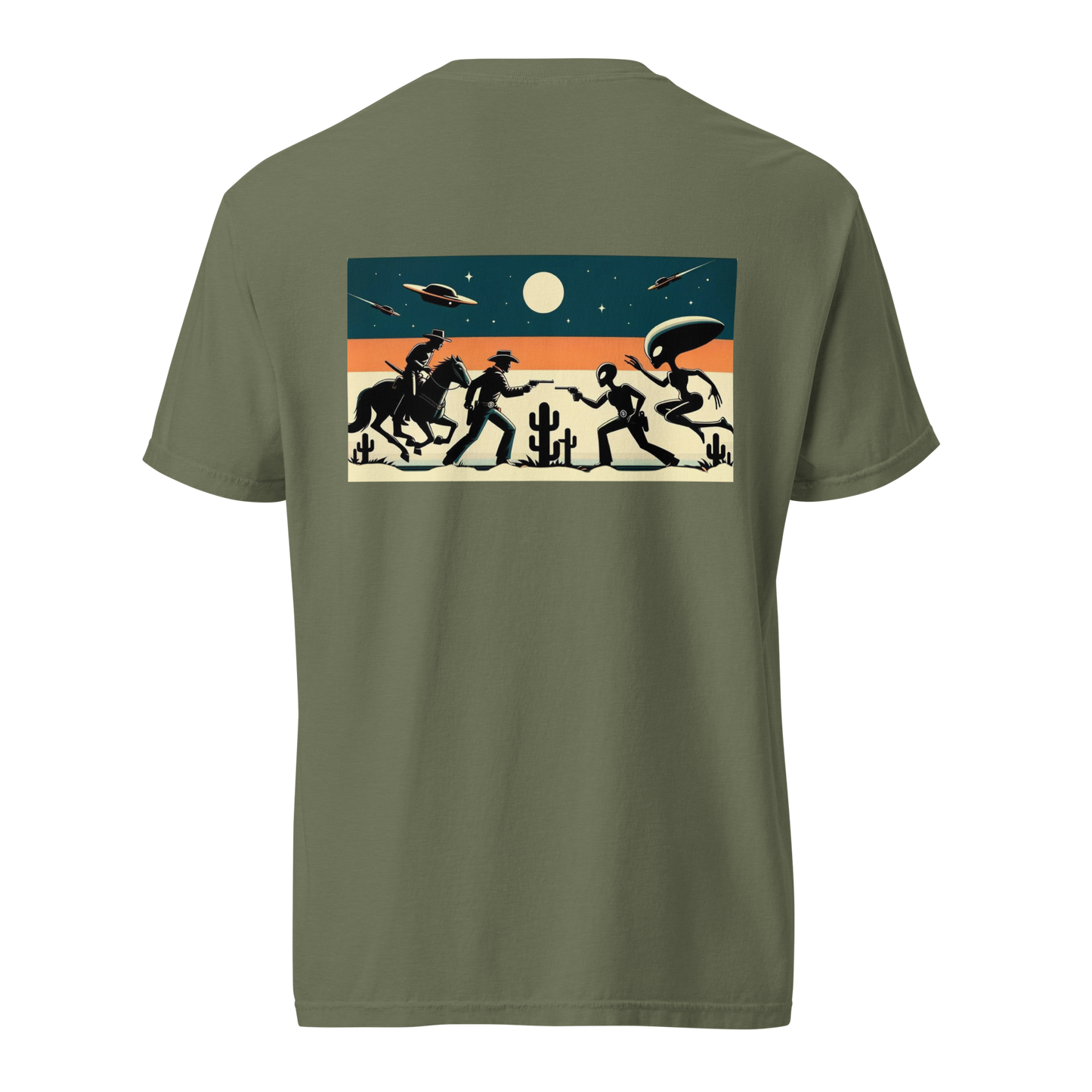 Dueling Cowboys vs Aliens Graphic Tee