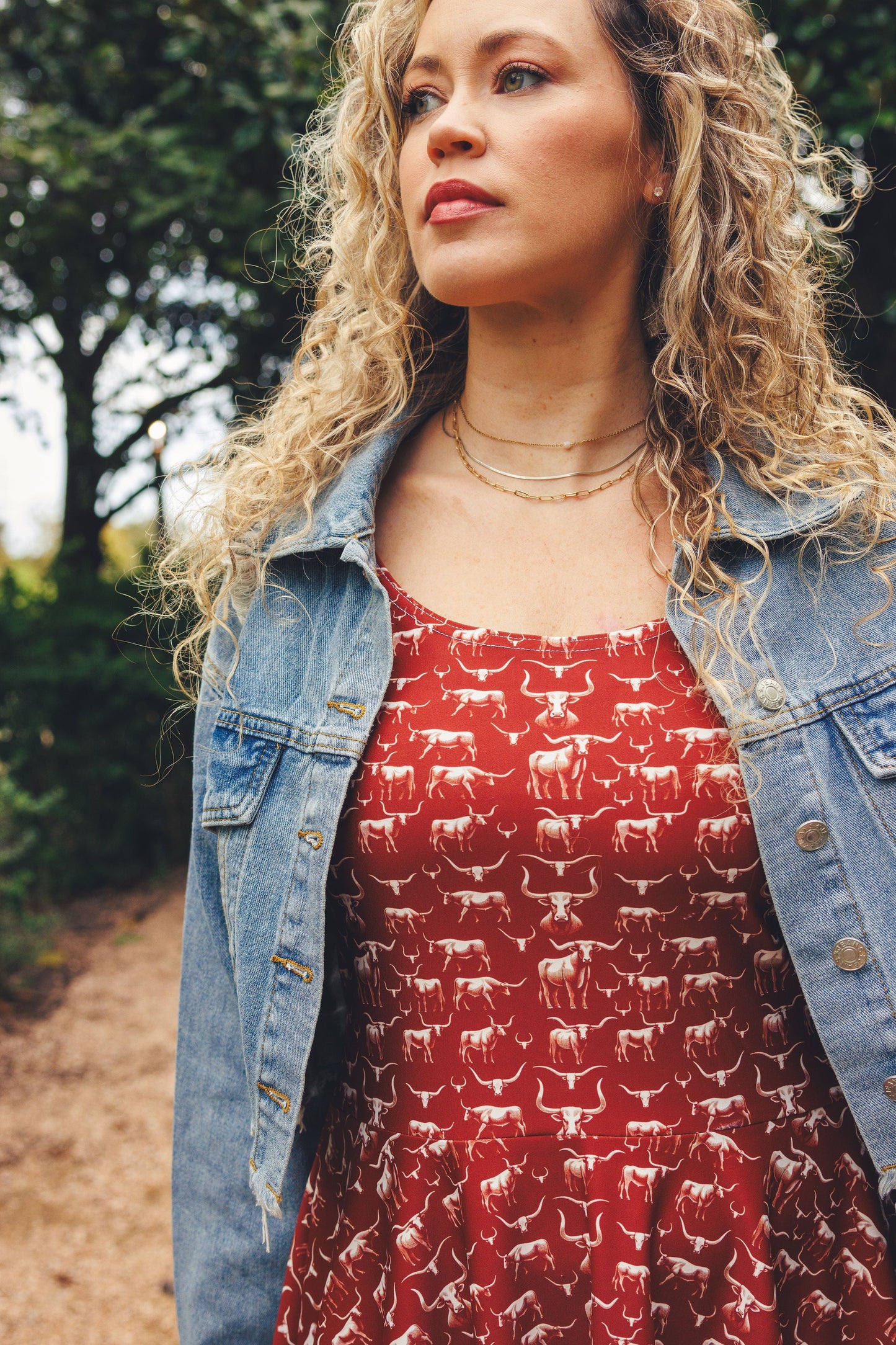 Wild Steer: Fiery Longhorn Sun Dress